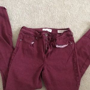 Maroon high waisted pacsun skinny jeans
